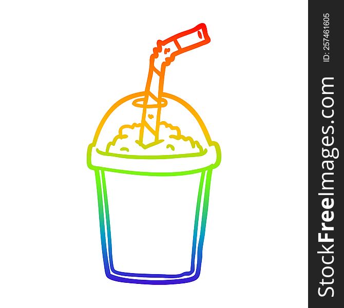 rainbow gradient line drawing of a iced smoothie