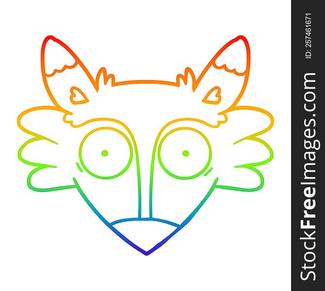 rainbow gradient line drawing of a cartoon startled fox