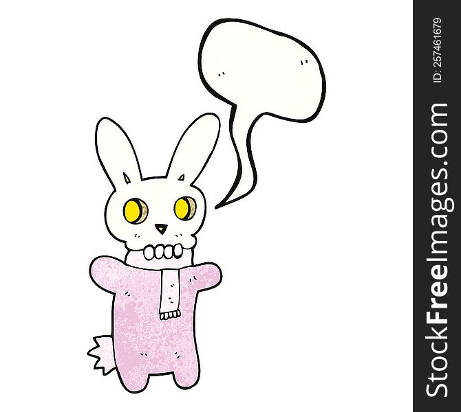 Speech Bubble Textured Cartoon Spooky Skull Rabbit