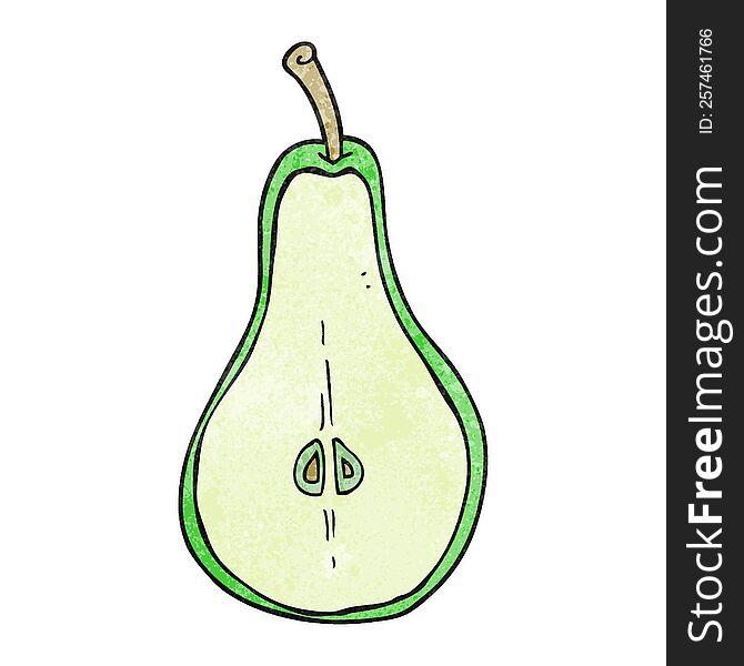 freehand textured cartoon half pear