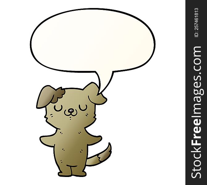 cartoon puppy with speech bubble in smooth gradient style