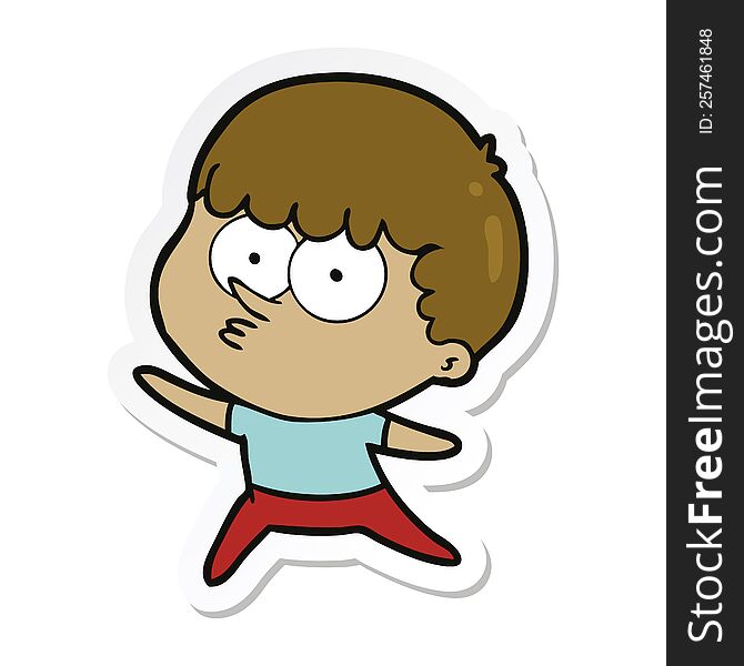 Sticker Of A Cartoon Dancing Boy