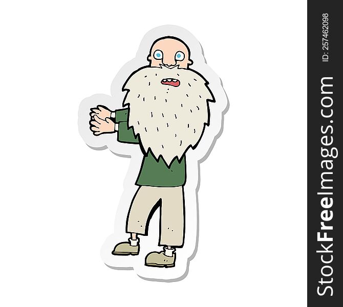 Sticker Of A Cartoon Bearded Old Man