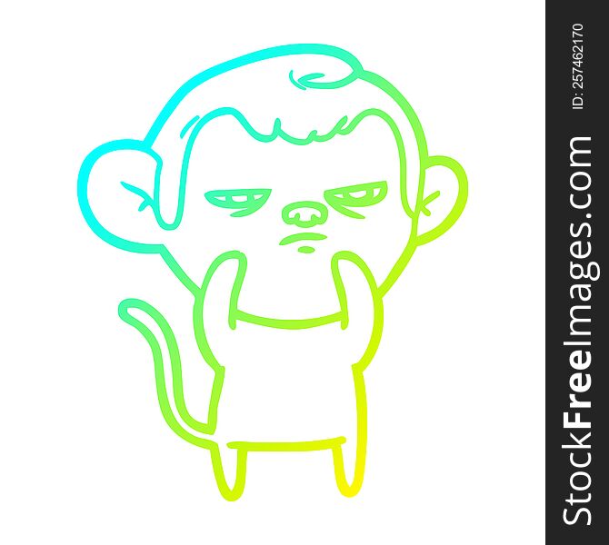 Cold Gradient Line Drawing Cartoon Monkey