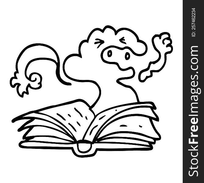 black and white cartoon spell book