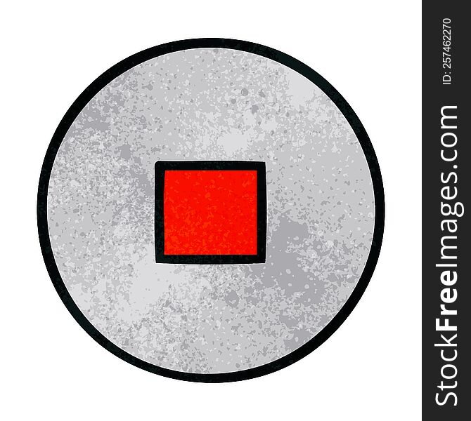 retro grunge texture cartoon of a stop button