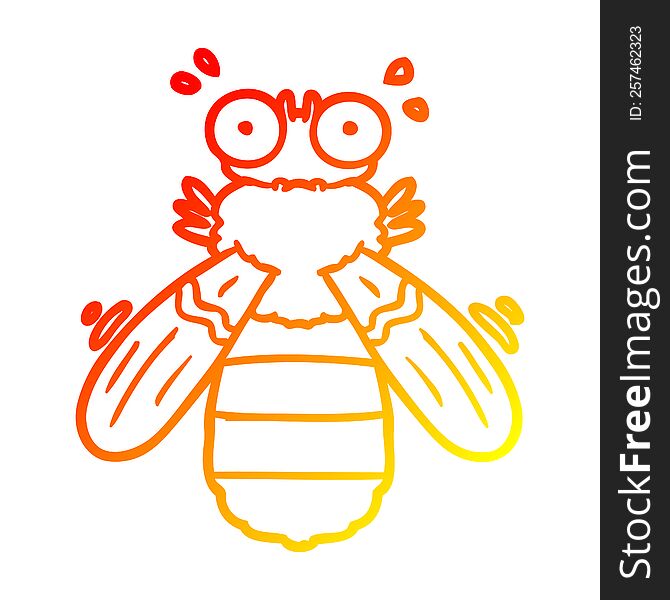 Warm Gradient Line Drawing Cartoon Bee