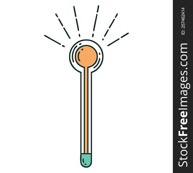illustration of a traditional tattoo style glass thermometer