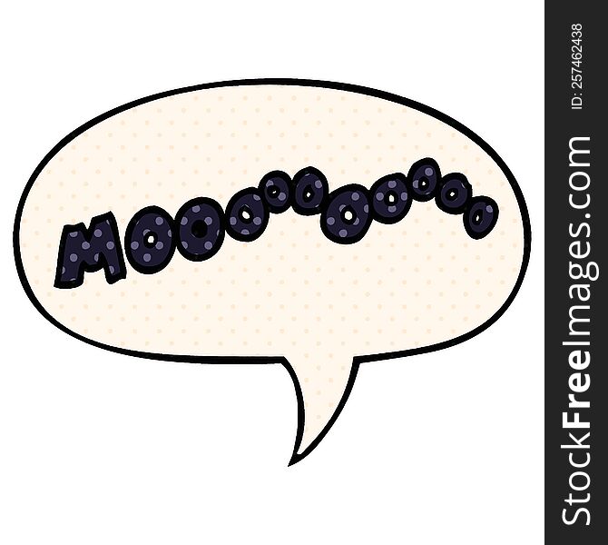 cartoon moo noise with speech bubble in comic book style