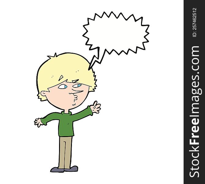 cartoon worried man reaching with speech bubble