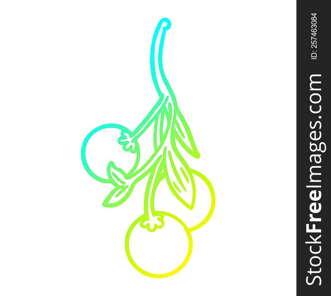 cold gradient line drawing of a Cartoon mistletoe
