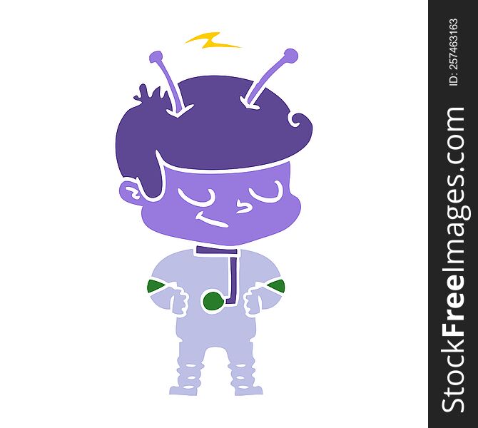 Friendly Flat Color Style Cartoon Spaceman