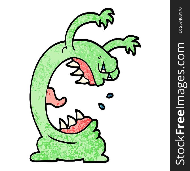 Grunge Textured Illustration Cartoon Monster