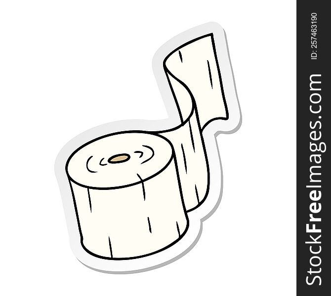 hand drawn sticker cartoon doodle of a toilet roll