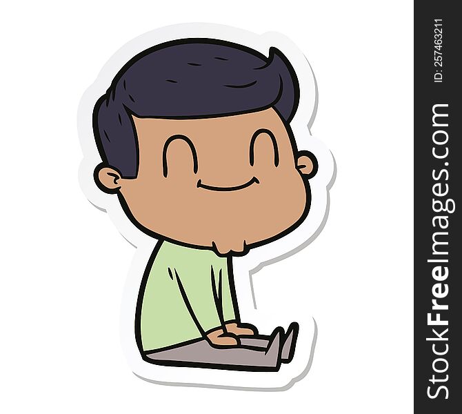 Sticker Of A Cartoon Friendly Man