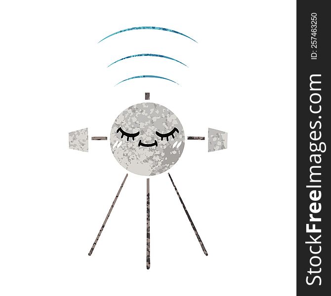 retro illustration style cartoon of a space satellite