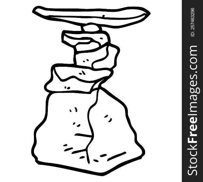 line drawing cartoon stacked rocks