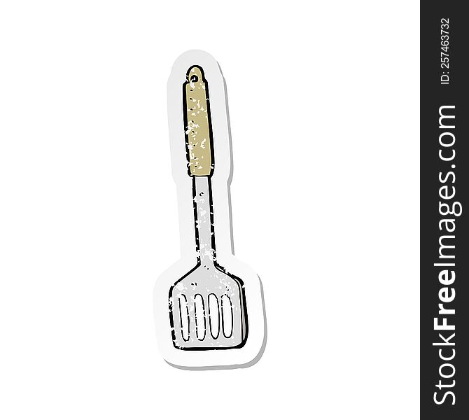 Retro Distressed Sticker Of A Cartoon Kitchen Spatula