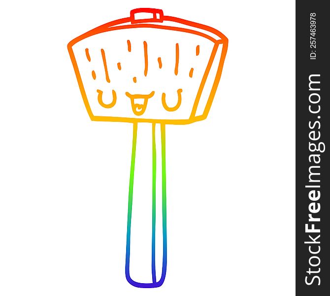 rainbow gradient line drawing of a cartoon mallet