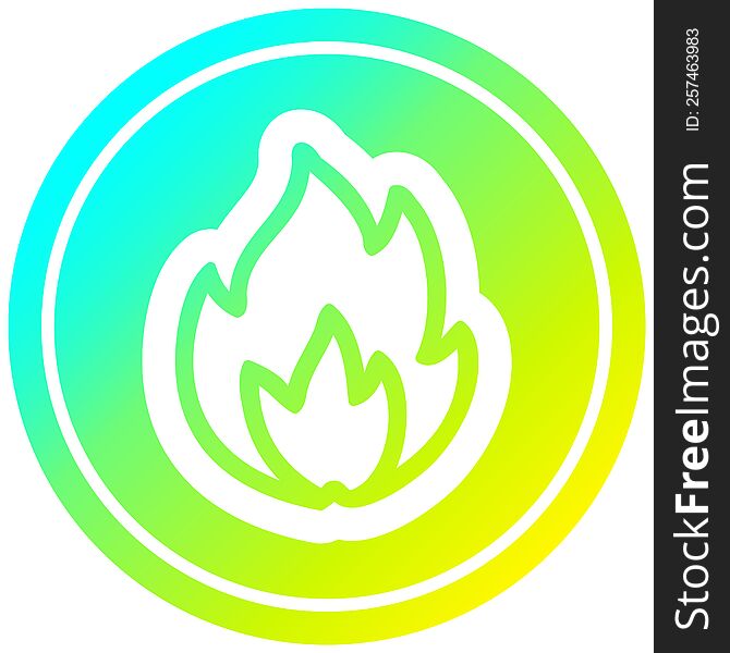 simple flame circular icon with cool gradient finish. simple flame circular icon with cool gradient finish