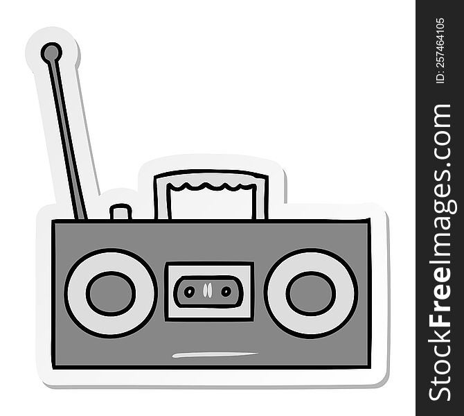 Sticker Cartoon Doodle Of A Sticker Cassette Player