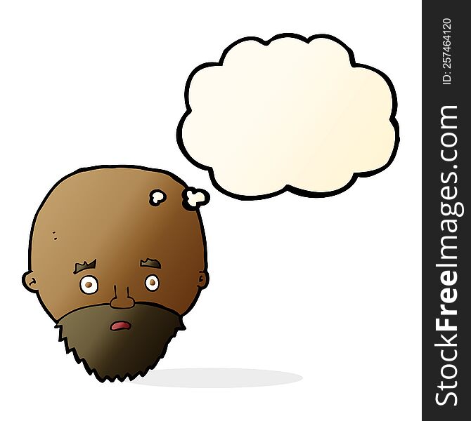 cartoon shocked man with beard with thought bubble