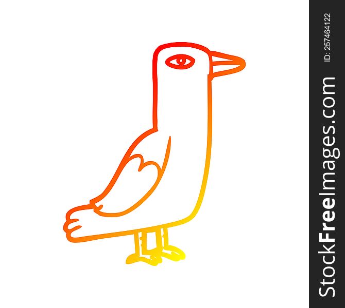 warm gradient line drawing of a Cartoon bird