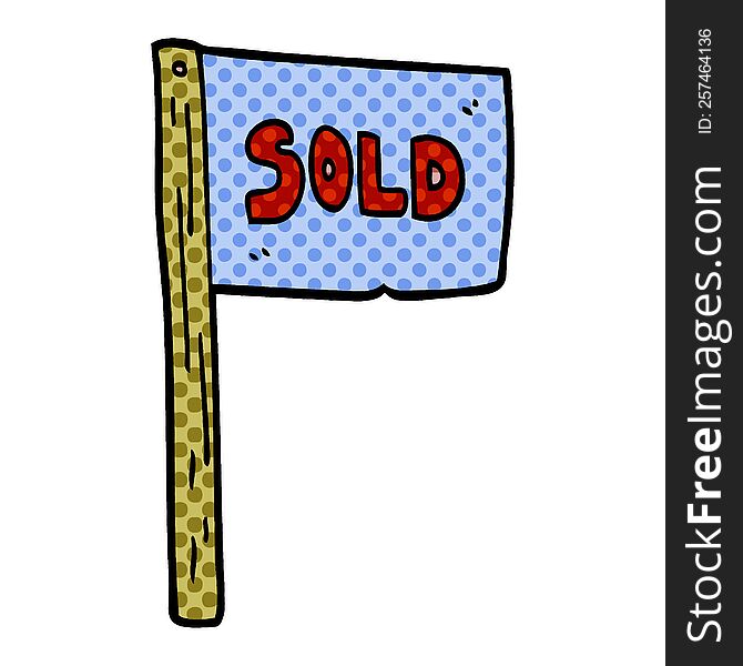 Cartoon Doodle Sold Sign