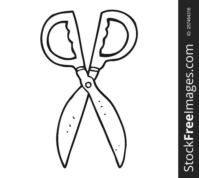 black and white cartoon pair of scissors