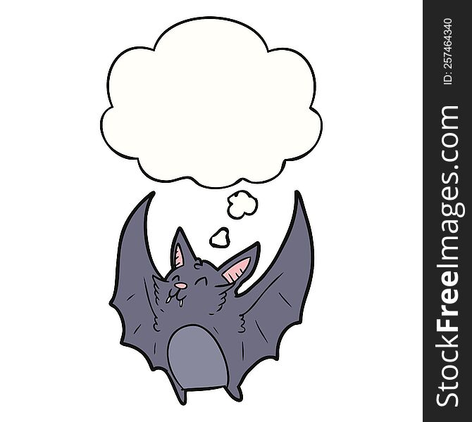 Cartoon Halloween Bat And Thought Bubble