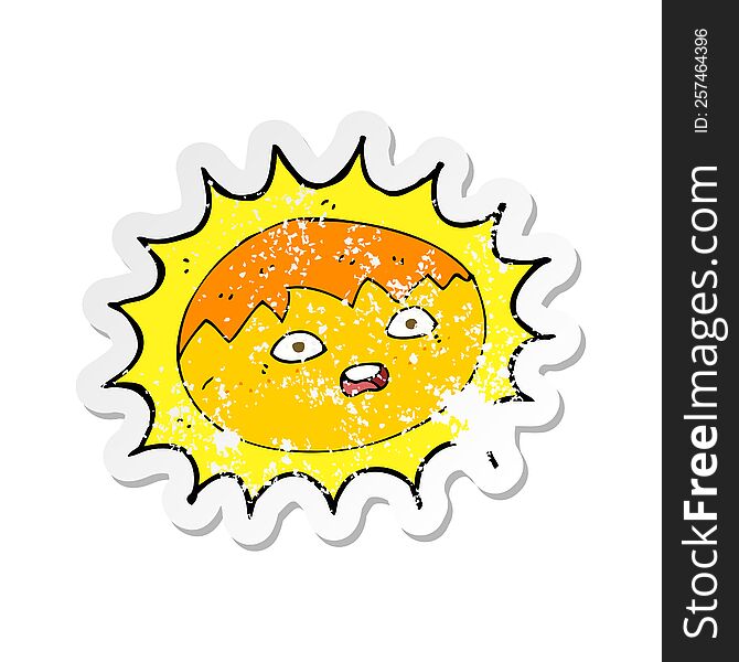 Retro Distressed Sticker Of A Cartoon Sun