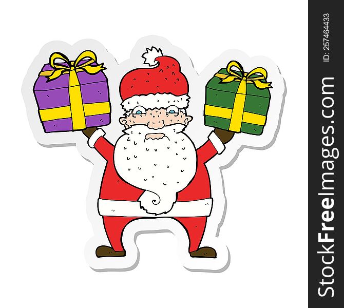 Sticker Of A Cartoon Annoyed Santa