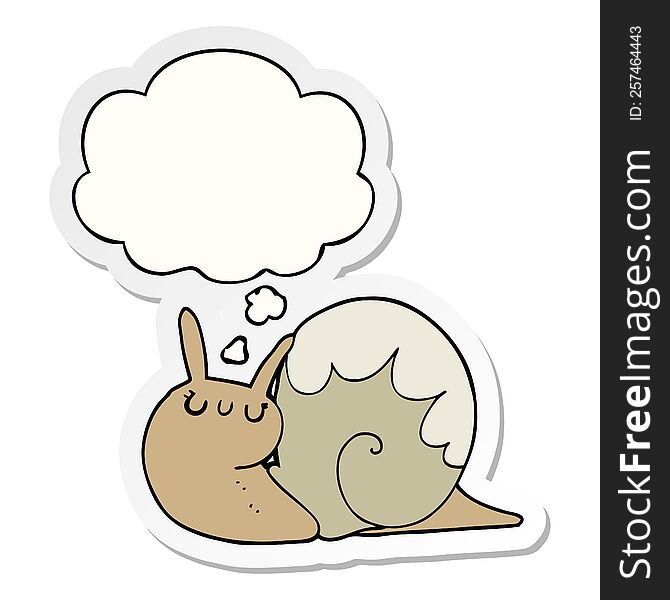 Cute Cartoon Snail And Thought Bubble As A Printed Sticker