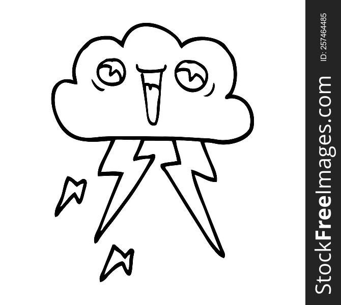 Line Drawing Cartoon Lightening Cloud