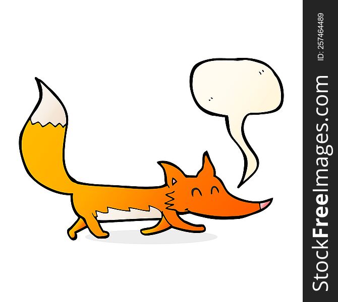 Cartoon Little Fox With Speech Bubble
