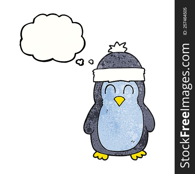 Thought Bubble Textured Cartoon Penguin