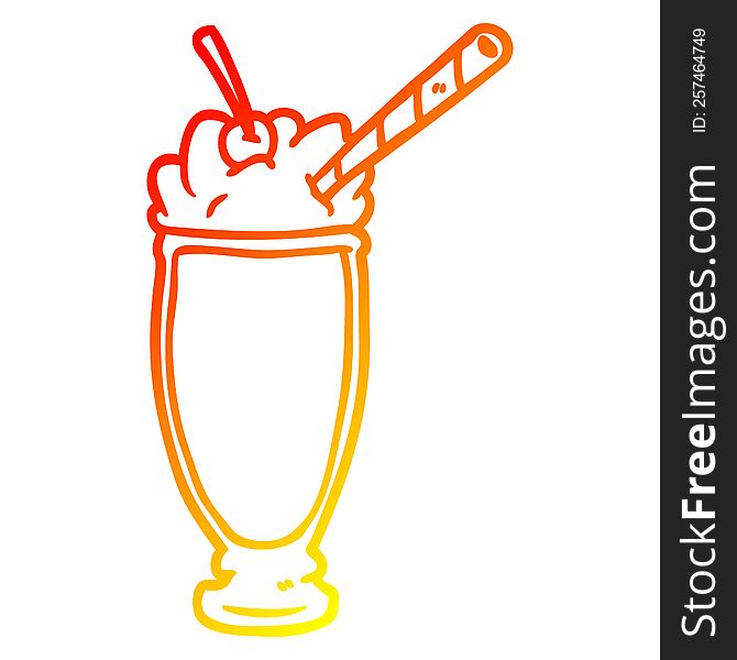 warm gradient line drawing of a milkshake