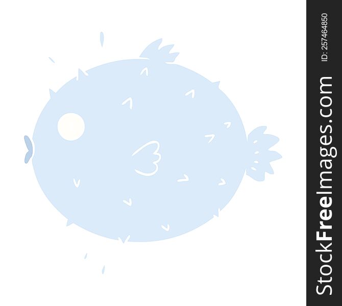 Flat Color Style Cartoon Puffer Fish