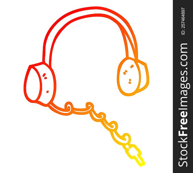 Warm Gradient Line Drawing Cartoon Headphones