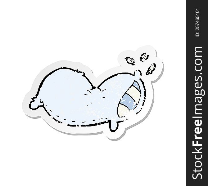 Retro Distressed Sticker Of A Cartoon Pillow