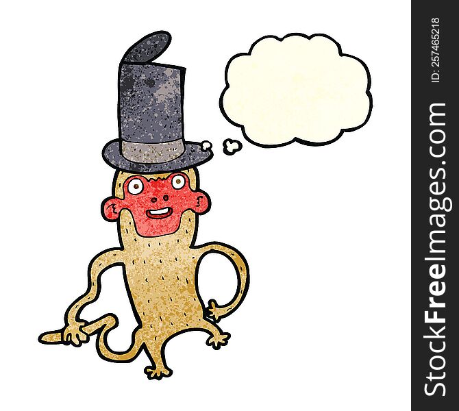 Cartoon Monkey Wearing Top Hat With Thought Bubble