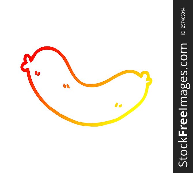 warm gradient line drawing of a cartoon uncooked sausage