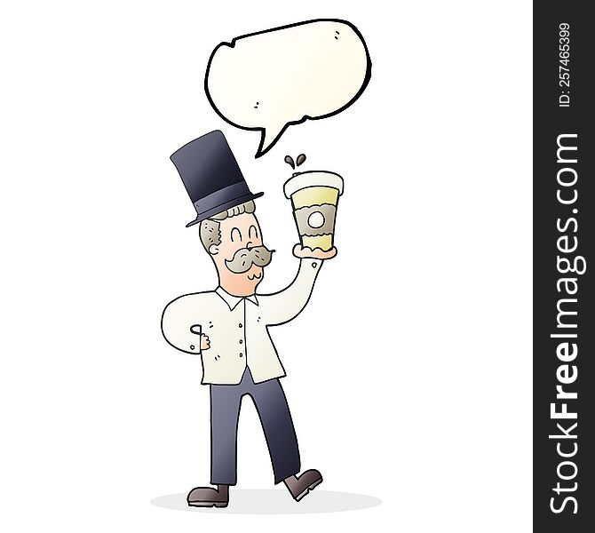 Speech Bubble Cartoon Man With Coffee Cup