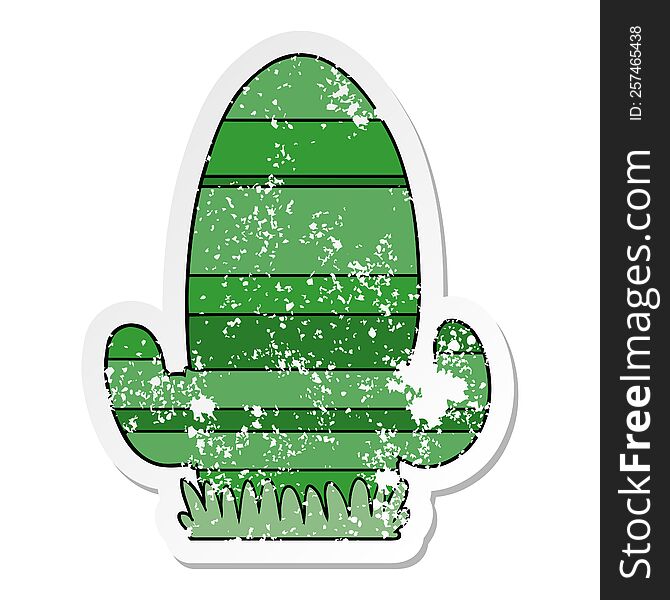 Distressed Sticker Of A Cartoon Cactus