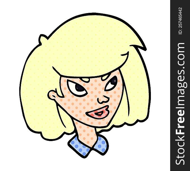 cartoon doodle face of a girl