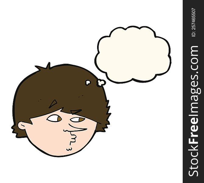 Cartoon Suspicious Man With Thought Bubble