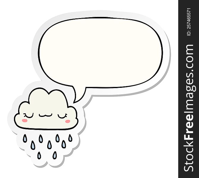 Cartoon Storm Cloud And Speech Bubble Sticker