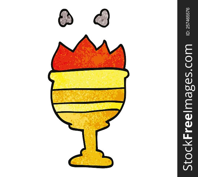 cartoon doodle flaming golden cup