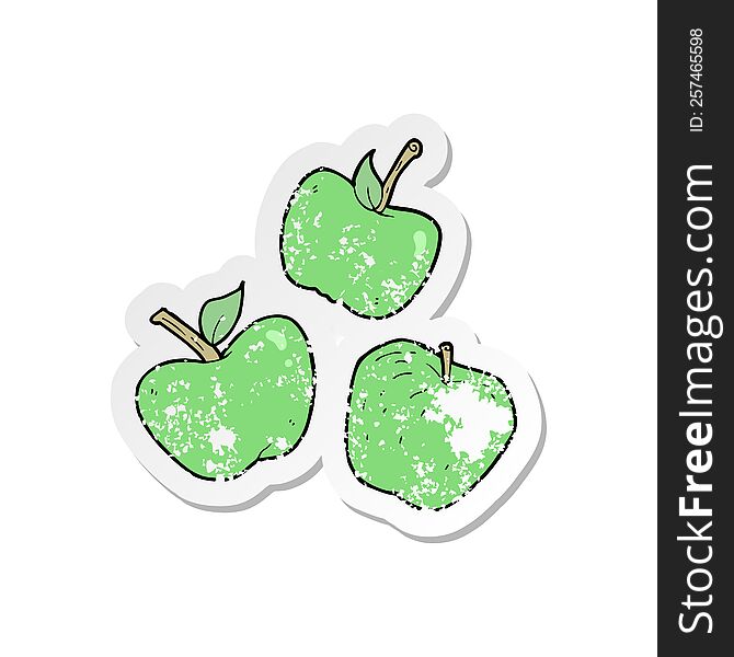 retro distressed sticker of a cartoon healthy apples