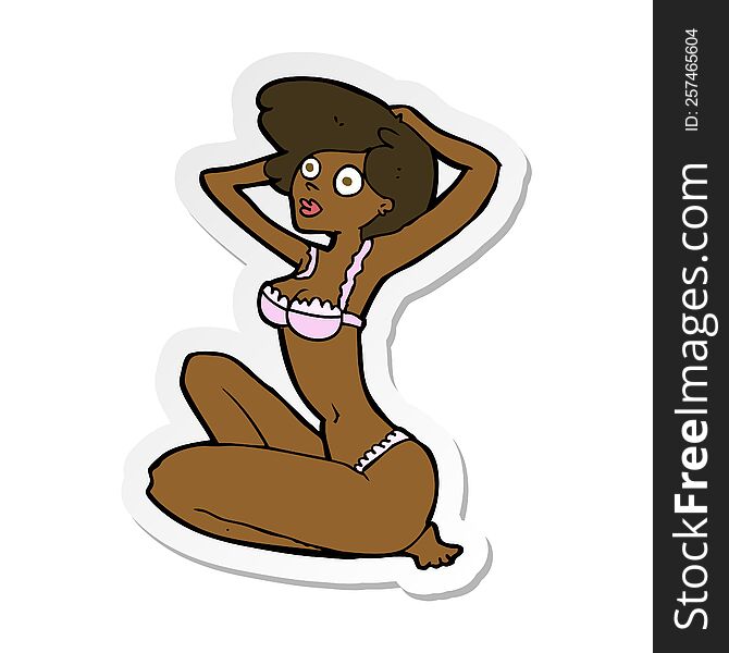 Sticker Of A Cartoon Underwear Model